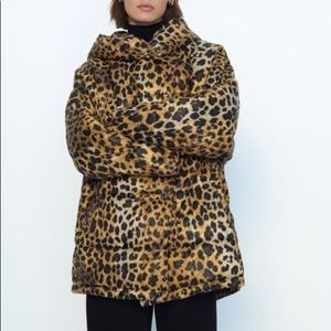 Zara Leopard Lightweight Puffer Jacket - NWT